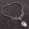 Rainbow Moonstone Necklace Copper Wire Wrapped Necklace Natural Gemstone Jewelry Handmade Elegant Necklace Copper Wire Jewelry Gift For Her