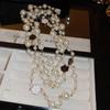 Diamond Water Drop Pearl Beaded Necklace Autumn and Winter French Light Luxury Sweater Chain Fashionable Versatile High-end Jewelry