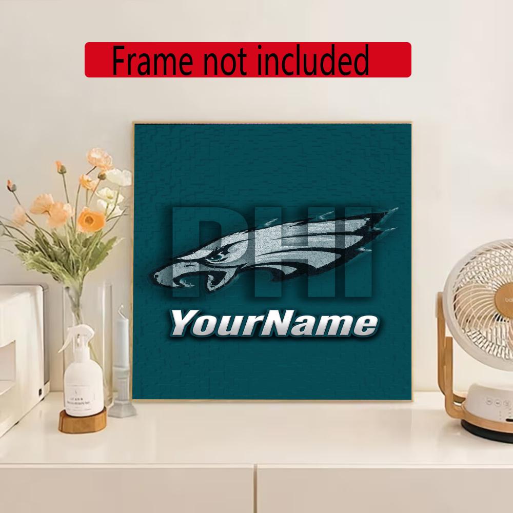 Philadelphia Eagles Personalized Text Diamond Painting Round Diamond Mosaic Rhinestones Diamond Embroidery Craft Kit Wall Decor Without Frame