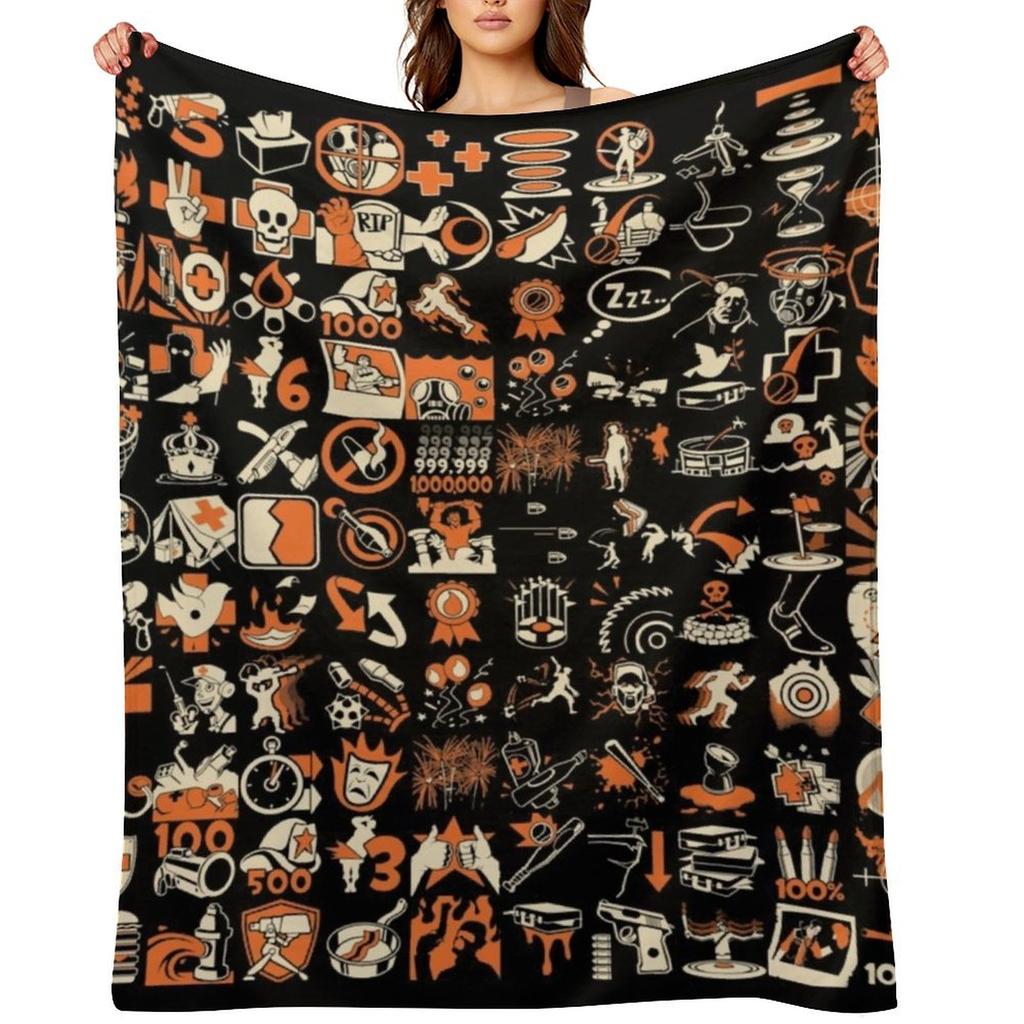 TF2 Achievements Throw Blanket Bed linens for sofa Hair Bed Fashionable Blankets