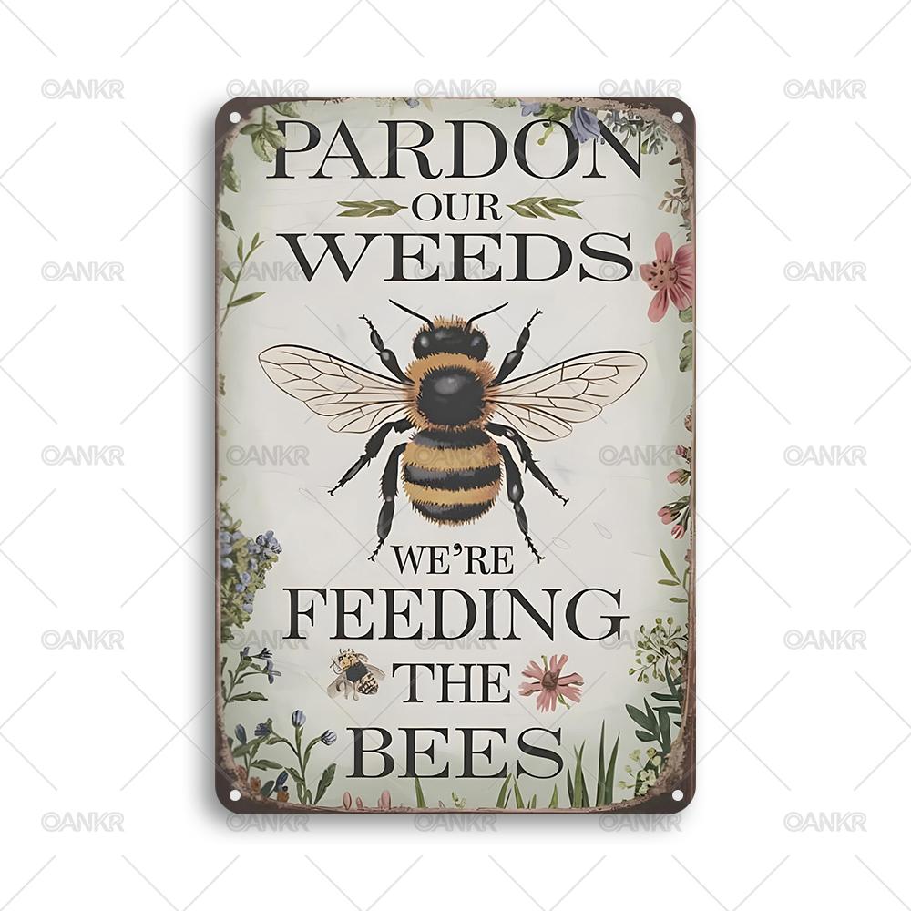 Vintage Sweet Home Decorative Metal Tin Sign Chic Bee Welcome Art Poster Metal Signs for Backyard Garden Decor Accessories