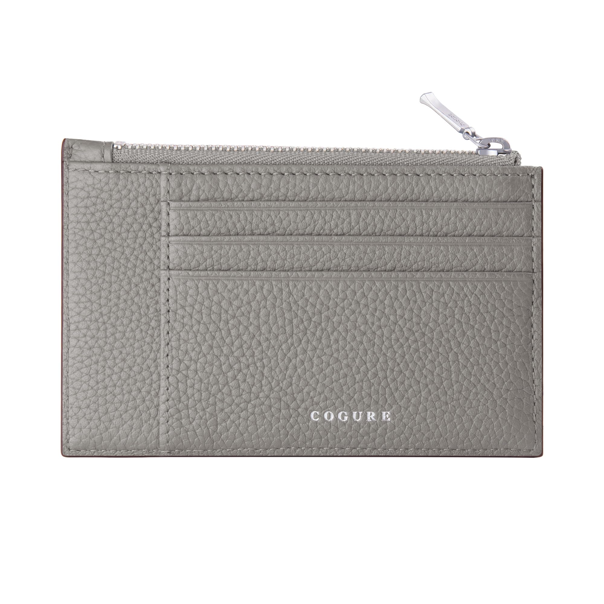 

Cogre Thin Wallet Fragment Case Mini Wallet Zipper Pocket Genuine Leather Shrink Calf Leather Slim Unisex Gift Box Included COPCC110F Greige [COGURE]