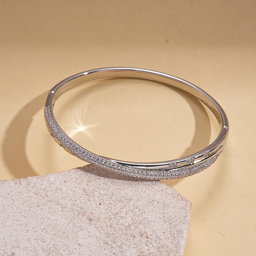 18k real gold electroplated zircon round cross buckle bracelet versatile temperament jewelry