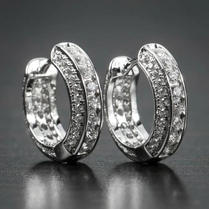 

Маленькие круглые серьги-кольца Huitan для мужчин/женщин, блестящие белые циркониевые простые стильные повседневные серьги, модные ювелирные изделия унисекс