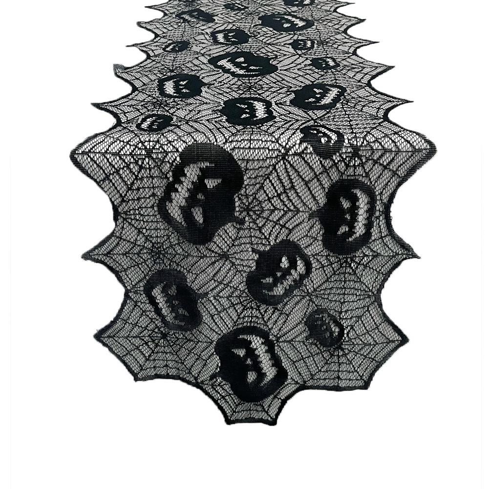 Black Lace Halloween Spiderweb Table Runner - European & American Style