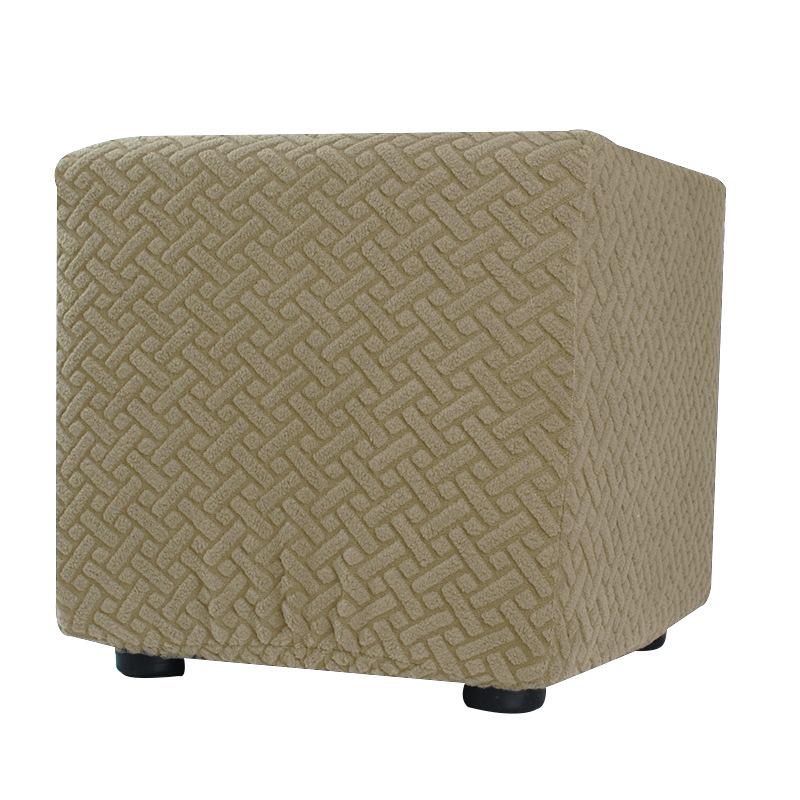 S/M/L Solid Color Jacquard Stretch Ottoman Stool Cover Washable Square Stool Covers All-inclusive Under Desk Footrest Slipcovers