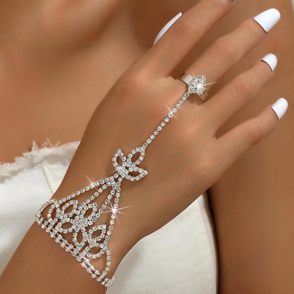 Trendige Strass-Fingerlose Handkette mit europäischem und amerikanischem Flair