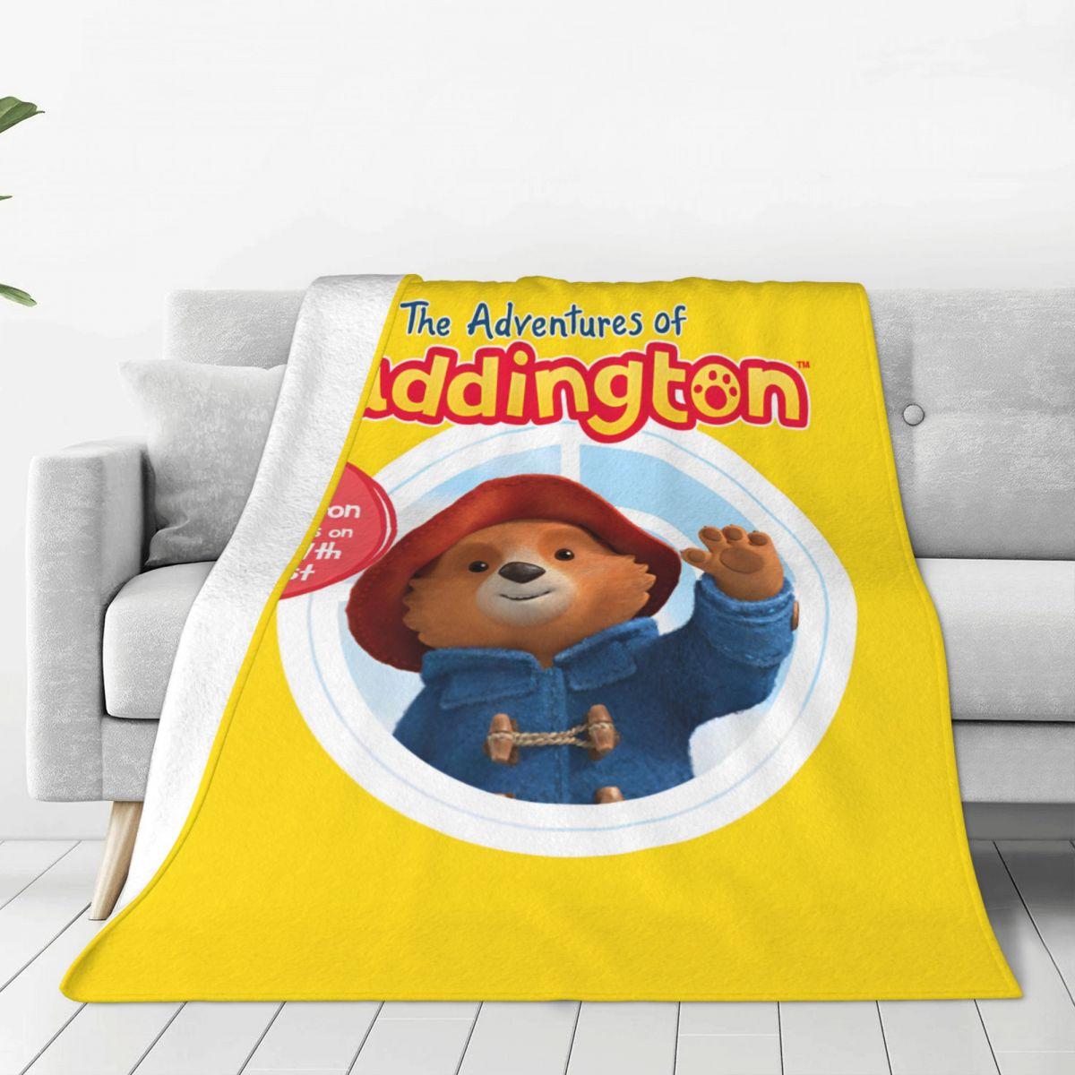 

Warm Soft Blanket Picnic Britain Paddington Brown Bear Throw Blanket Flannel Bedspread For Bedroom Print Sofa Bed Cover 75x90cm