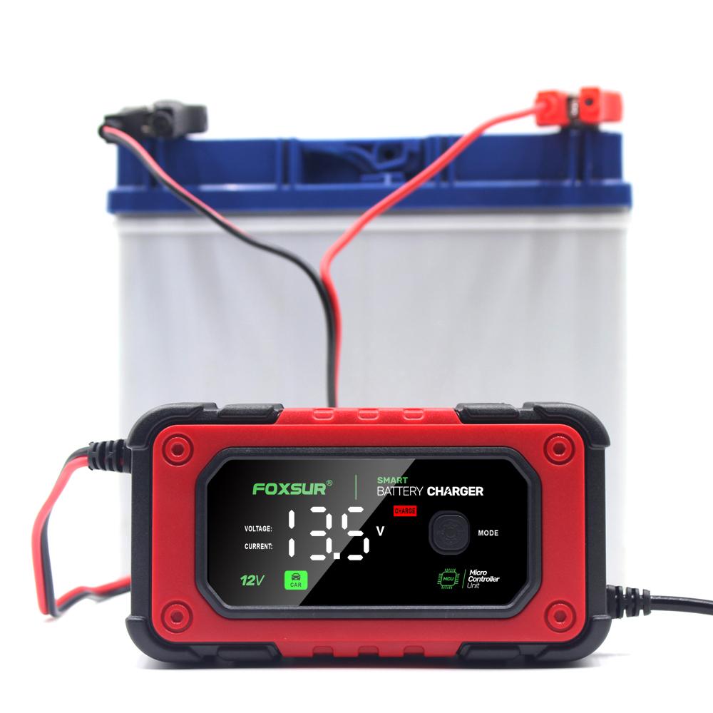 Smart Car Battery Charger for 12V 7A AGM GEL LiFePO4 Batteries Desulfator, Motocycle Fast Charging Maintainer with Repair