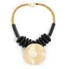 Statement Beads Necklace with Geometry Pendant for Women Girl Trendy Party Jewelry