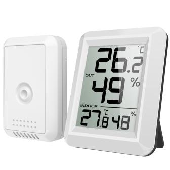 ORIA Digital Thermometer LCD Indoor Outdoor Thermometer Temperature Wireless Temperature Sensor Thermometer for Home Office Room белый