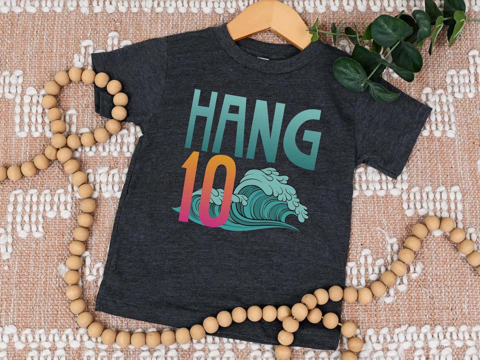 10th Birthday Shirt for Kids, Girls Tenth Birthday Party Beach Theme Tshirt, Cute Surfing Pool Party for Boys, Ocean Lover Turning 10 Tee 110