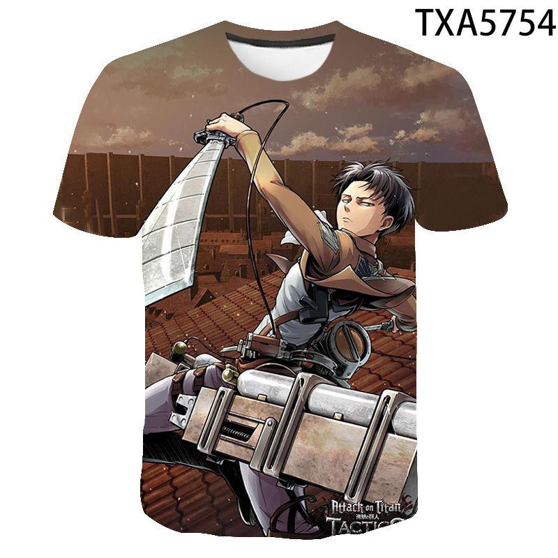 Attack on Titan 3D Pattern T-Shirt for Anime Fans, Stylish Cartoon Tops, Lightweight Polyester Casual Streetwear Clothes