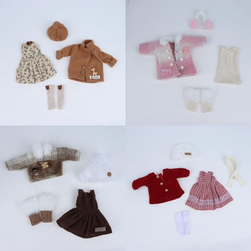 1 Set 1/6 Doll Outfit Kit 30Cm Doll Clothes Pretty Dress Hat Winter Coat Girl Toy Gift Doll Accessory No Shoes And Doll
