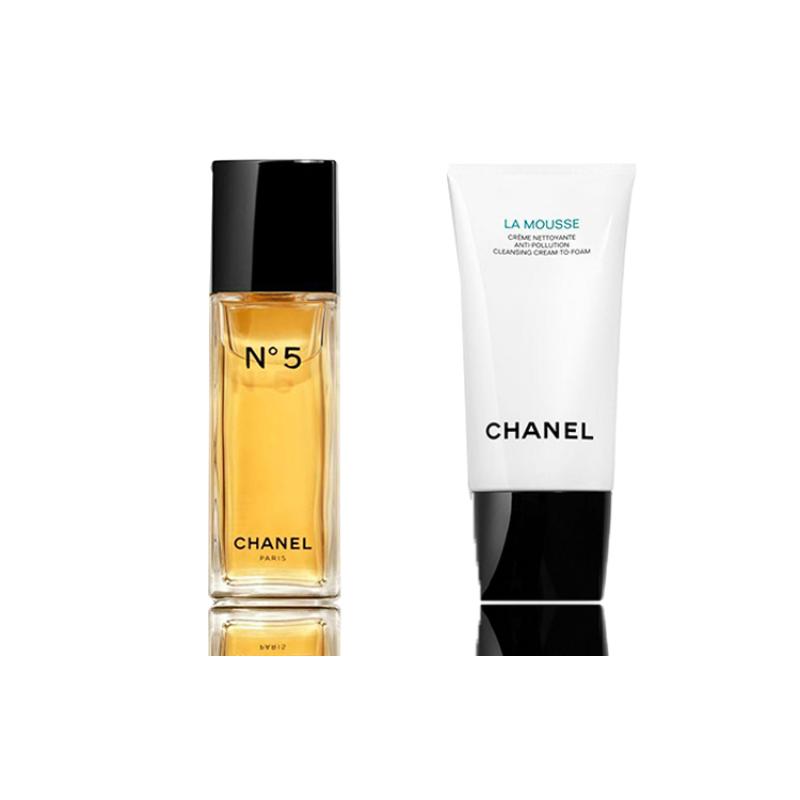 Chanel 2 pz. Set N°5 Eau De Toilette & LA MOUSSE Detergente Camelia