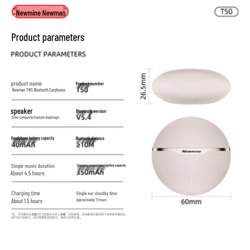 Newmine TWS Wireless Earbuds T50