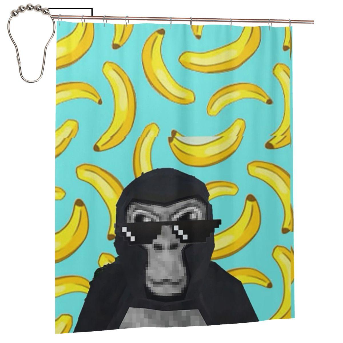 

Gorilla Tag Обезьяна Занавеска для душа Ванная комната Полиэстер Водонепроницаемые Занавески для ванной с крючками W60H190(CM)-1 Pcs