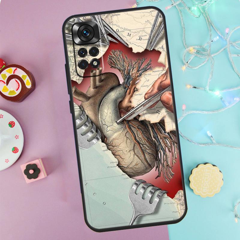 Medical Human Anatomy Case For Xiaomi Redmi Note 10 11 12 8 9 Pro 8T 9S 10S 11S Cover For Redmi 10 9 12C 9C 10C