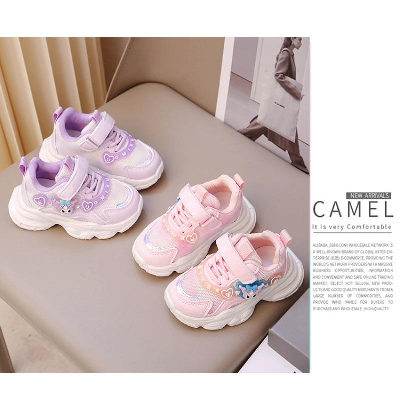 Spring and Autumn Princess Shoes Girls Super Soft Sneakers Children's Mesh Shoes Foreign Style Lighting Soft Sole Running Shoes Trendy
