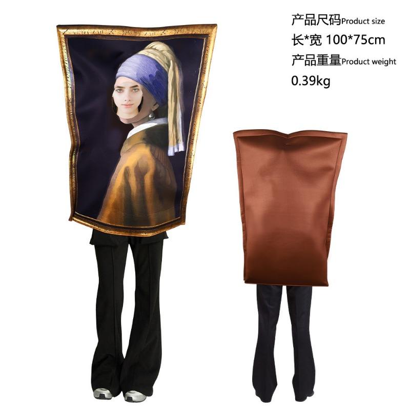 Halloween Mona Lisa 2 Costume Mural Costume Campus Event Performance Composite Sponge Suit Onesie