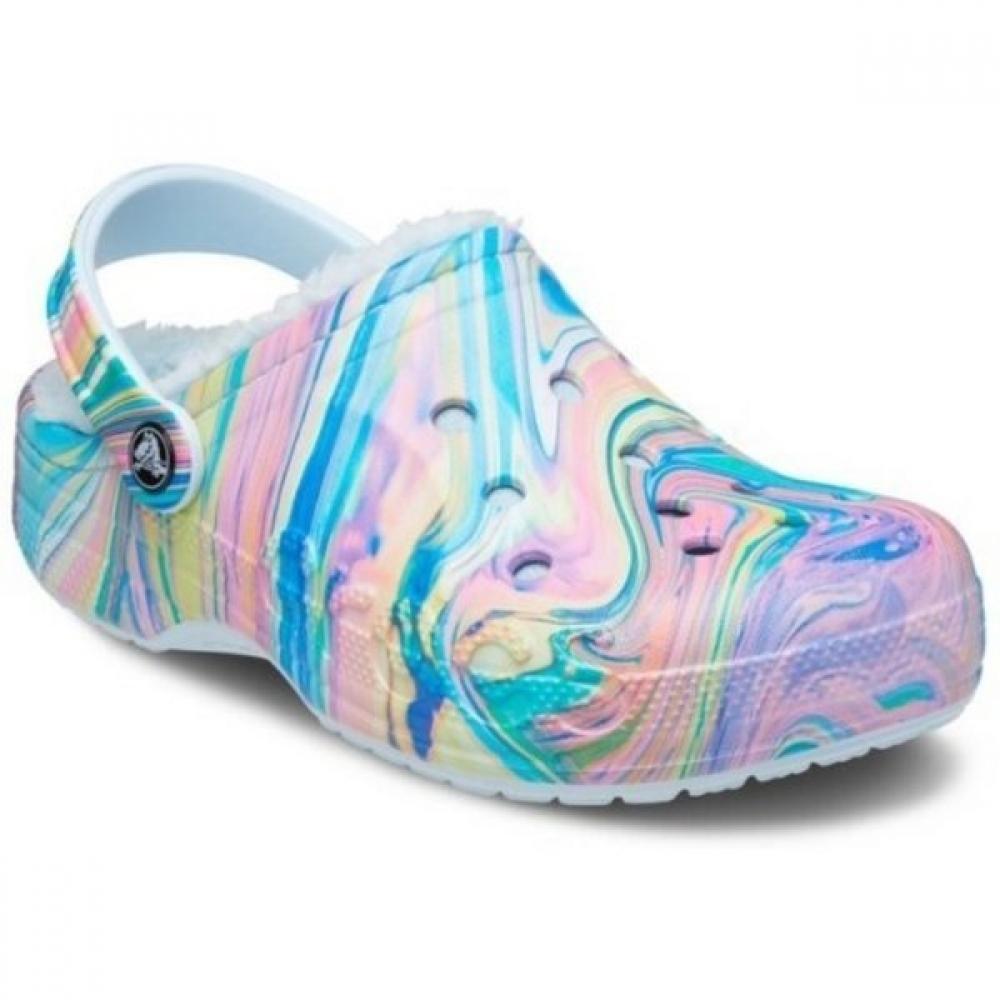 Crocs Clog Mineral Blue Multi Baya Lined Print Mineral Blue/Multi (4KV)/M6W8(250)