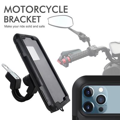 Waterproof Motorcycle Phone Mount, 360° Adjustable Bike Handlebar Holder for Smartphones with Anti-Shock for Navigation