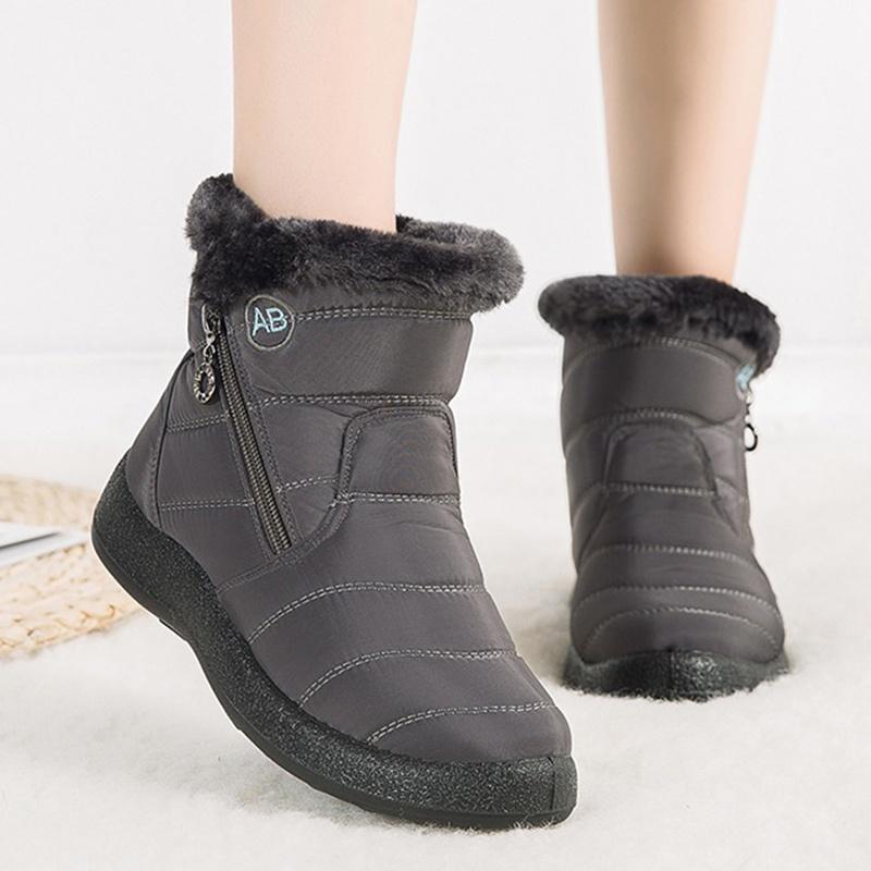 New Winter Warm Snow Boots Unisex Non-slip Waterproof Cotton Shoes Men Women Comfort Plush Fur Lazy Zipper Up Slip On Ankle Boots Casual Low