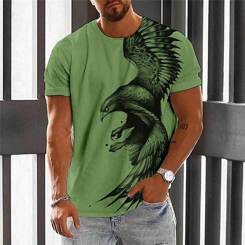 Wolf Eagle T-shirt animal 3D printed streetwear men's casual fashion oversized short-sleeve T-shirt clothing