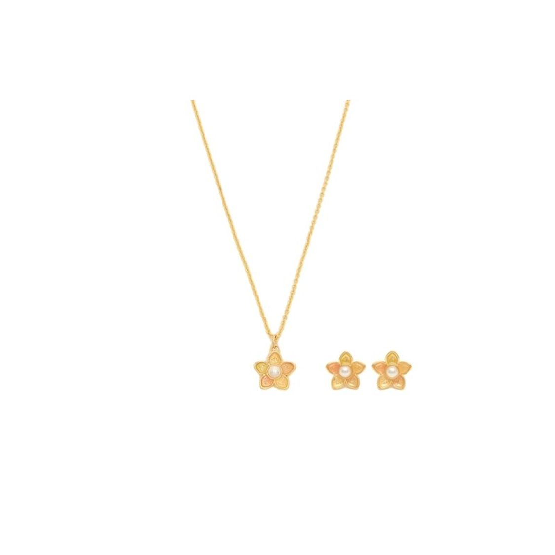 

Coach Floral Pattern Necklace Set Women jewelry Gold CI911 Gold,F