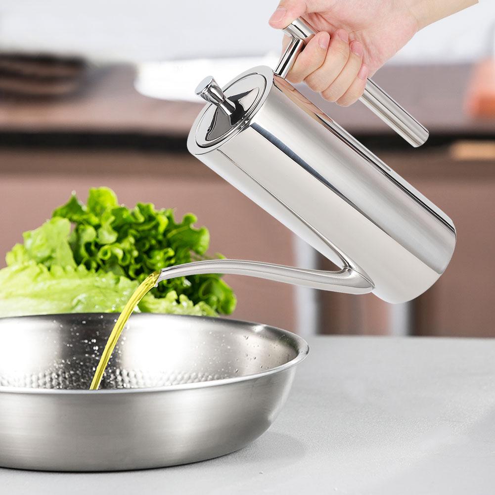 Stainless Steel Dustproof LeakagE Proof Oil Pot Bottle Container Seasoning Pot Kitchen Utensil(0.5L