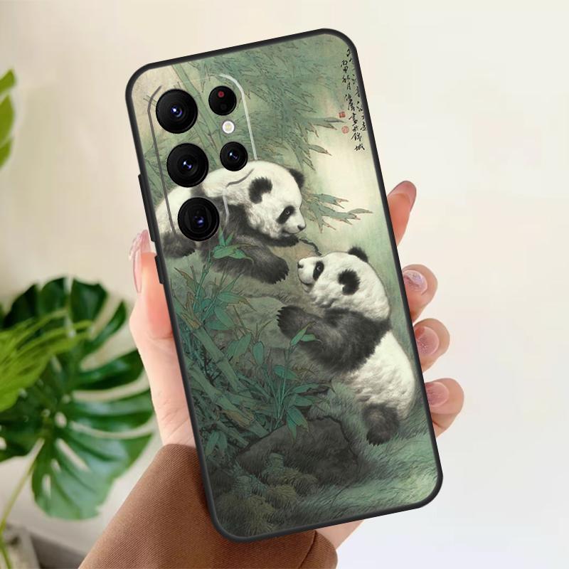 Panda Animal Cute Bear Soft Case For Samsung Galaxy S21 S22 S23 S24 S25 Ultra S9 S10 Plus S20 FE S24 FE Phone Cover