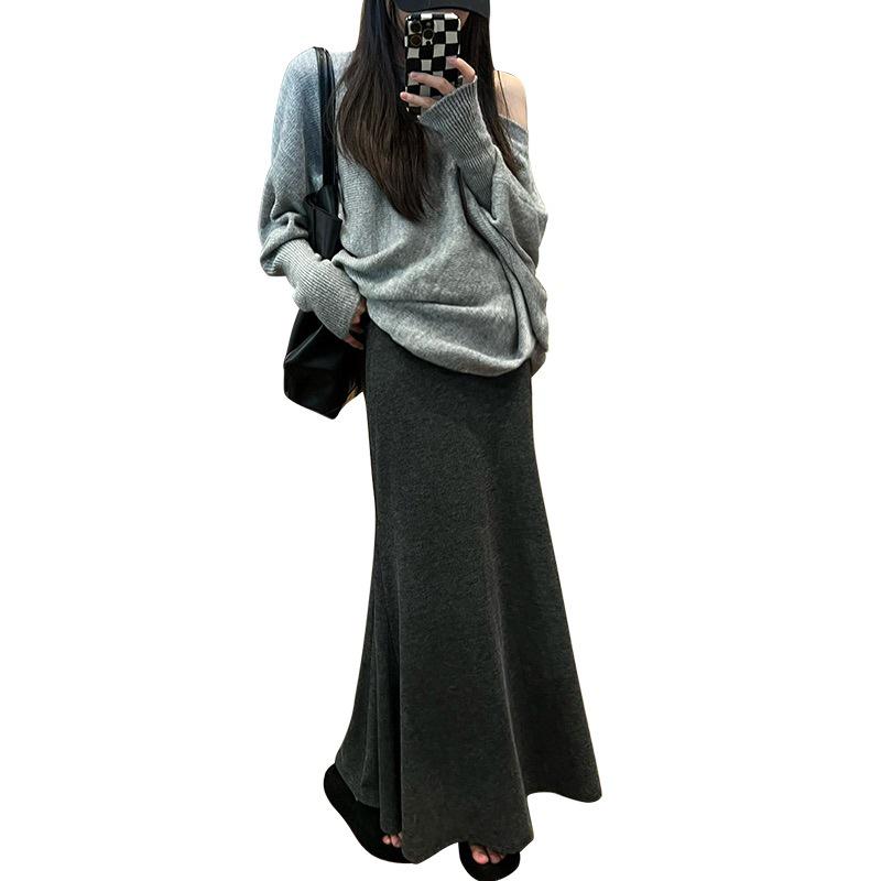 2026 Autumn/Winter High Waist Slimming Knit Midi Maternity Fishtail Skirt