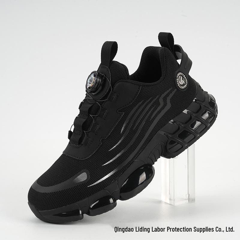 Summer Men's Breathable Safety Shoes: Anti-Smash, Anti-Puncture, Anti-Slip, Wear-Resistant, Fashionable with Rotating Button.