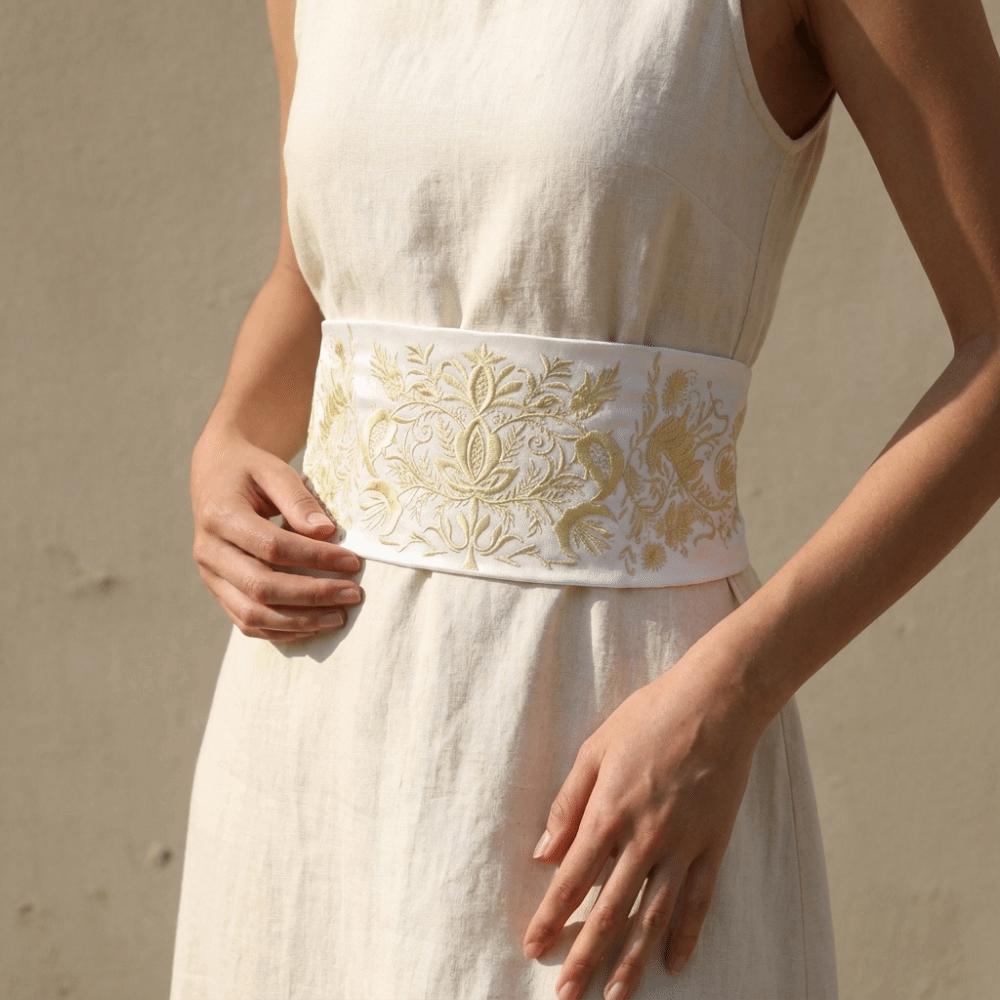 Soft Fabric Embroidery Corset Wide Style Ethnic Girdle Hanfu Waistband Girlfriend Gift
