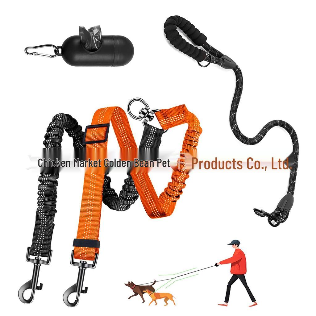 Automatic Retractable No-Choke Dog Leash for Walking Two Dogs
