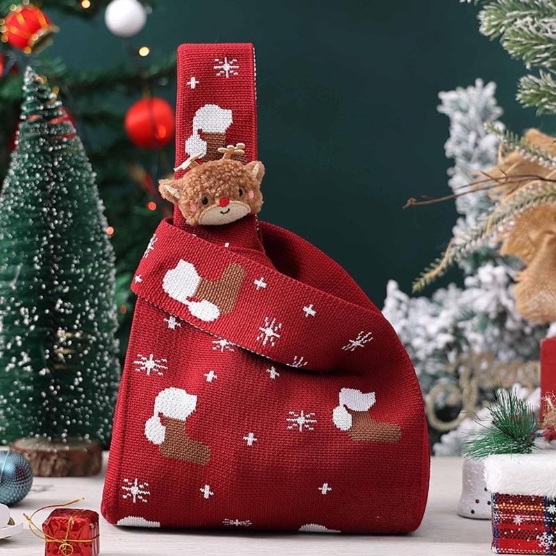 Festival Santa Druckstoff Geschenksäcke Stilvolle Waschbare Weihnachtsstrumpf Füllung Für Büro Zuhause Schule Veranstaltung Und Familienfeiern