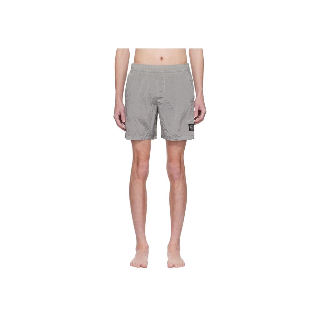 STONE ISLAND Solid Logo Elasticated Swim Shorts Men Swimwear Gray K1S15B1000-09S0043-V0061