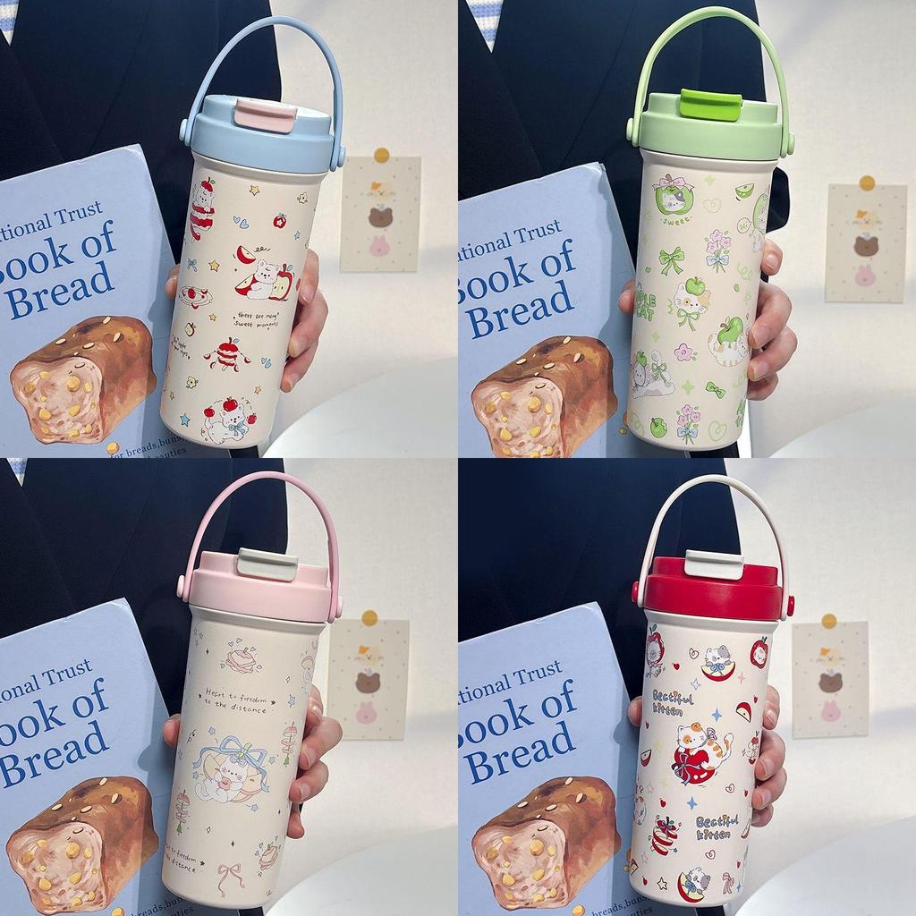 Salt Cat Creators 600ml Insulated Travel Mug With Handle And Straw For Office And Outdoor Use