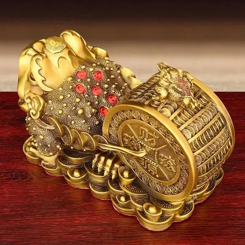 Copper Animal Golden Toad Pulling Wealth Three-legged Toad Ornament Home Office Decor