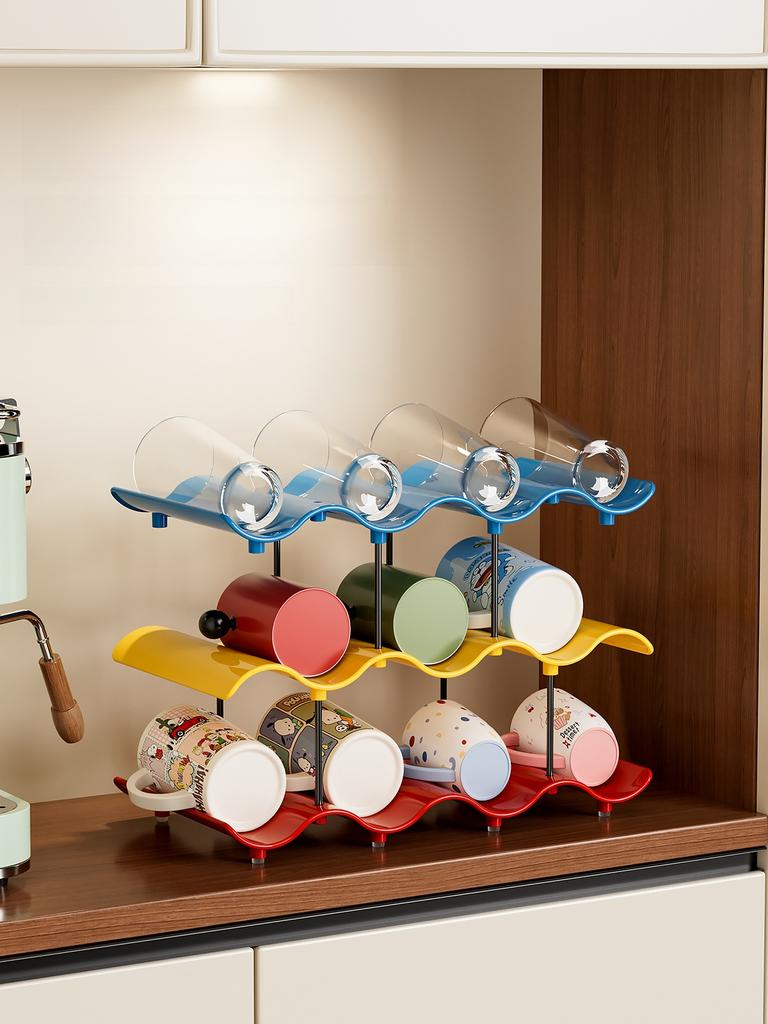 Large Capacity Cup Holder Home Living Room Cabinet Multi-layer Space Insulated Cup Cupboard Desktop Storage Rack