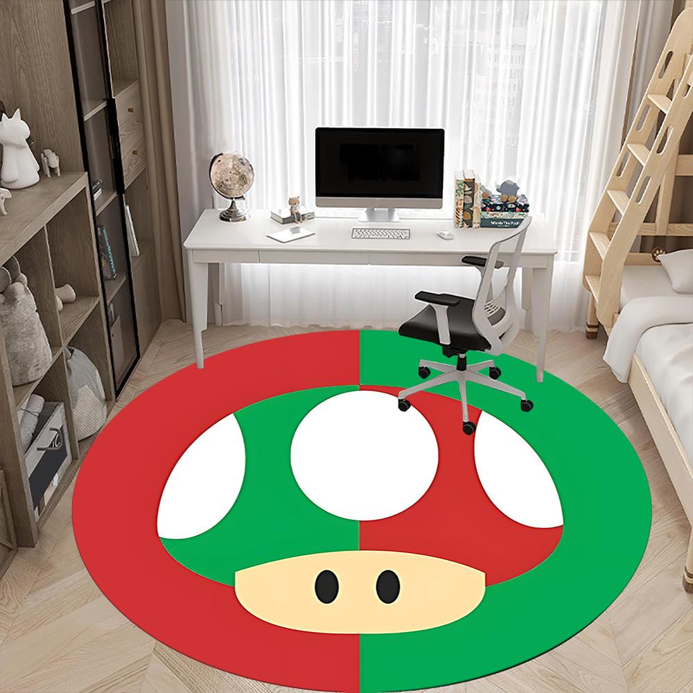 1 Stück Mario Pilz Icon Büro Runder Teppich, Indoor-Matte Geeignet für Büro, Unter Bürostühlen Schlafzimmer Wohnzimmer Heimdekoration, Raumdeko