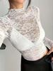 2026 Autumn Elegant Women's Long-Sleeve Lace Ruffle Slimming Top