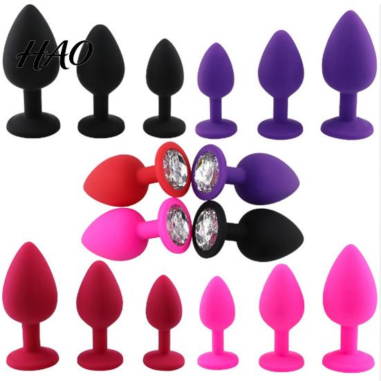 Butt Plug Anal Waterproof Rhinestone Design 3 Colors Sex Toy for Couples