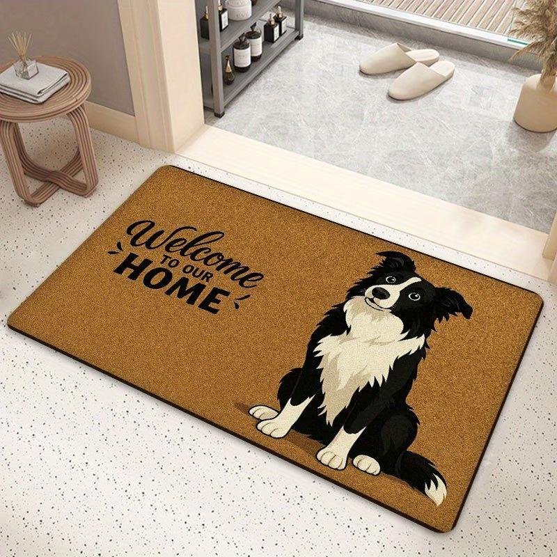 Border Collie Welkom Thuis Print Deurmat Schattig Hond Design Antislip Vloermat voor Huisdierliefhebbers Entree