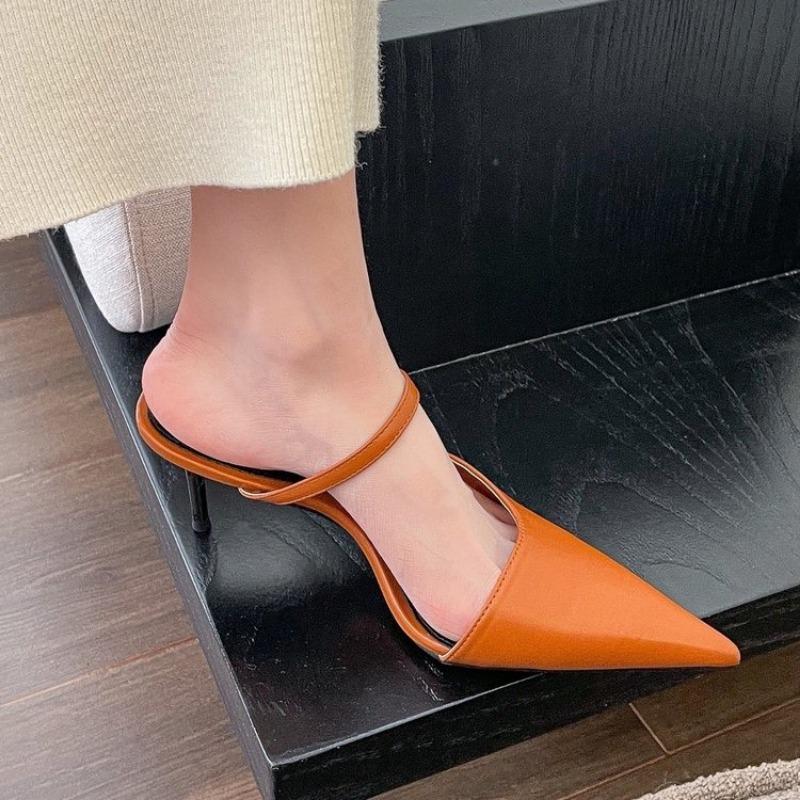 Sexy Pointed Toe Slippers Women High Heels Mules Shoes Summer 2024 Fashion Dress Slingback Sandals Pumps Flip Flops Mujer Slides