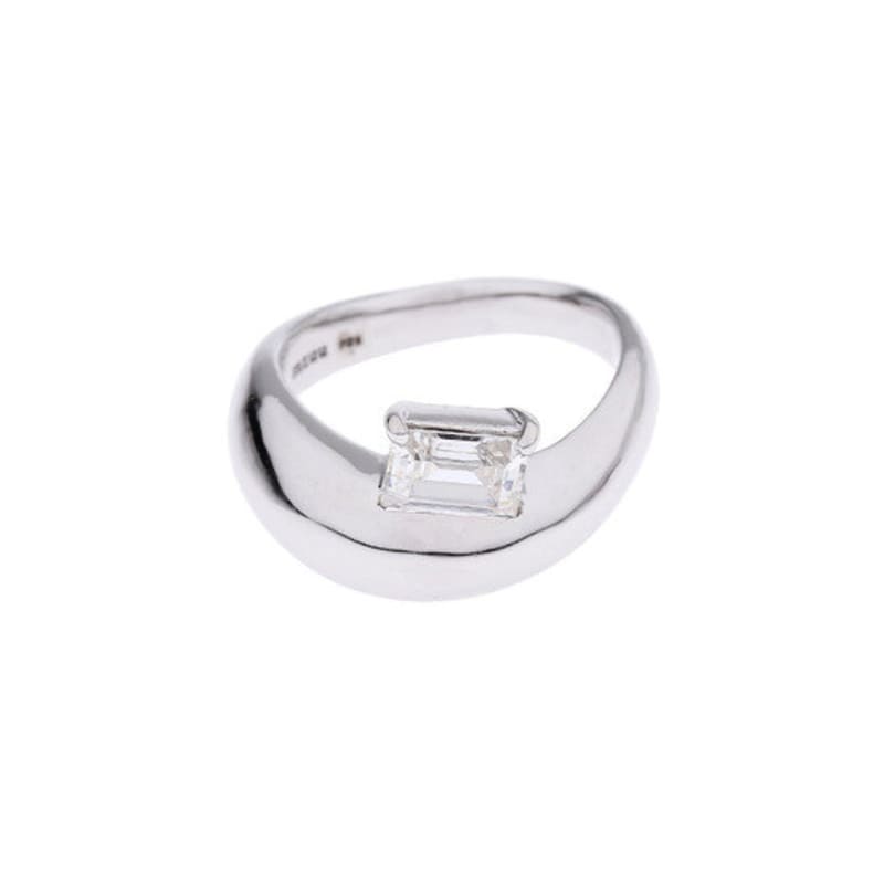 MZUU [GRAY Collection]Baguette Stone Loop Ring