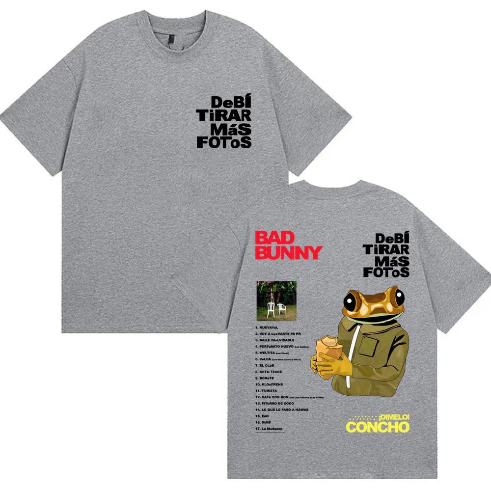 Rapper Bad Bunny Debi Tirar Mas Fotos Album T Shirts Men's Trendy O-Neck T-shirt Oversized Cotton Casual T-shirts