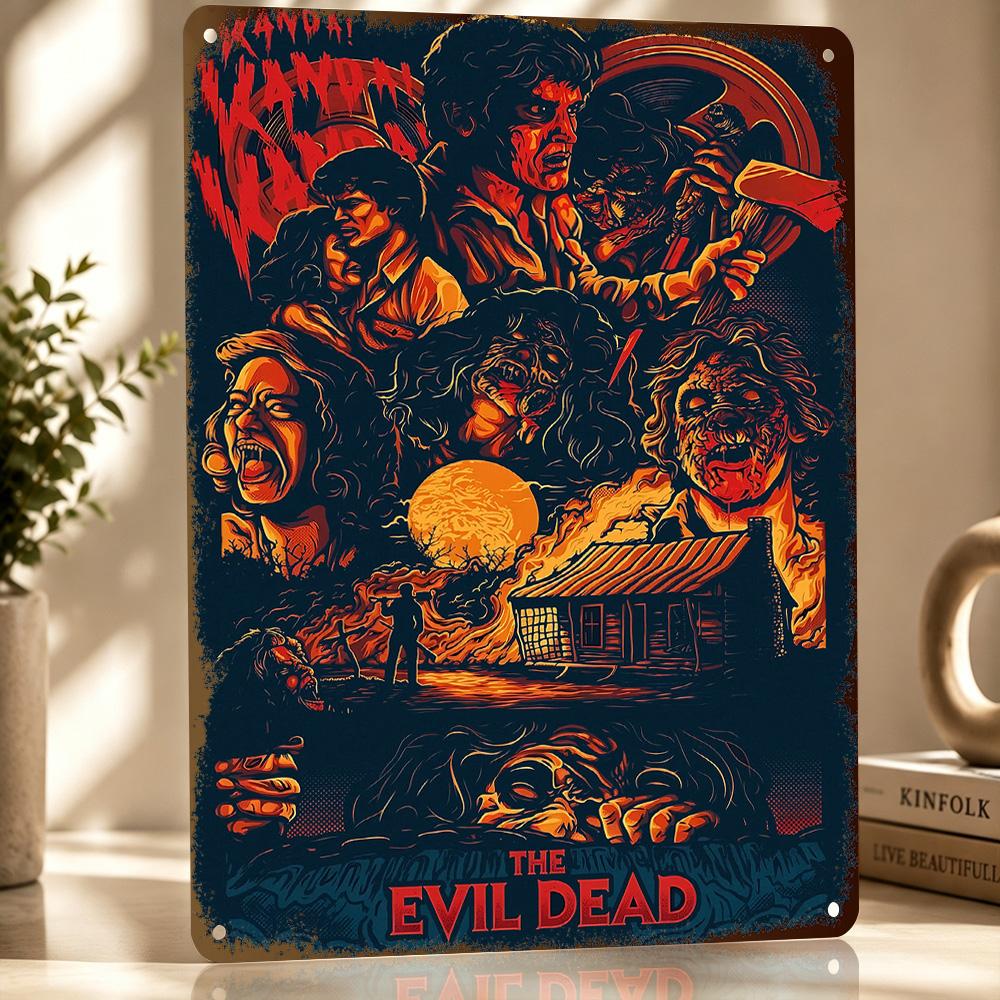 The Evil Dead Horror Movie D Texture Metal Poster Customized Wall Art Tin Sign Gift for Mancave Living Room Interior Decoration