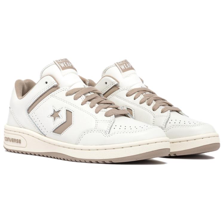 Converse Weapon Comfortable and Versatile Non-slip Low-top Skate Shoes Unisex White and Brown