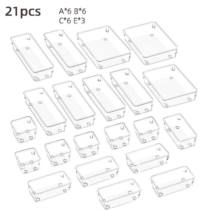 Clear Drawer Organizer Set with Built-in Dividers for Miscellaneous Items